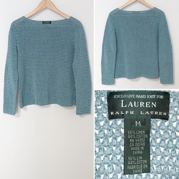 Ralph Lauren Sweaters - Ralph Lauren Blue Crocheted Women's Sweater - Medi